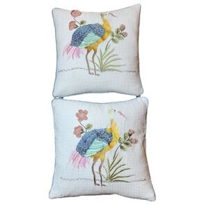 Set Of 2 Mina Victory Plush Lines Garden Crane 18" x 18" Multicolor Pillow Cover